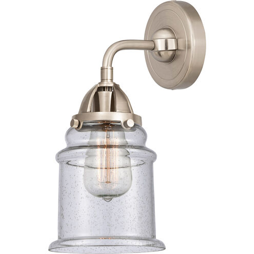 Nouveau 2 Canton 1 Light 6 inch Brushed Satin Nickel Sconce Wall Light in Seedy Glass