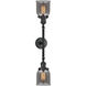 Franklin Restoration Small Bell 2 Light 16 inch Matte Black Bath Vanity Light Wall Light in Plated Smoke Glass, Franklin Restoration