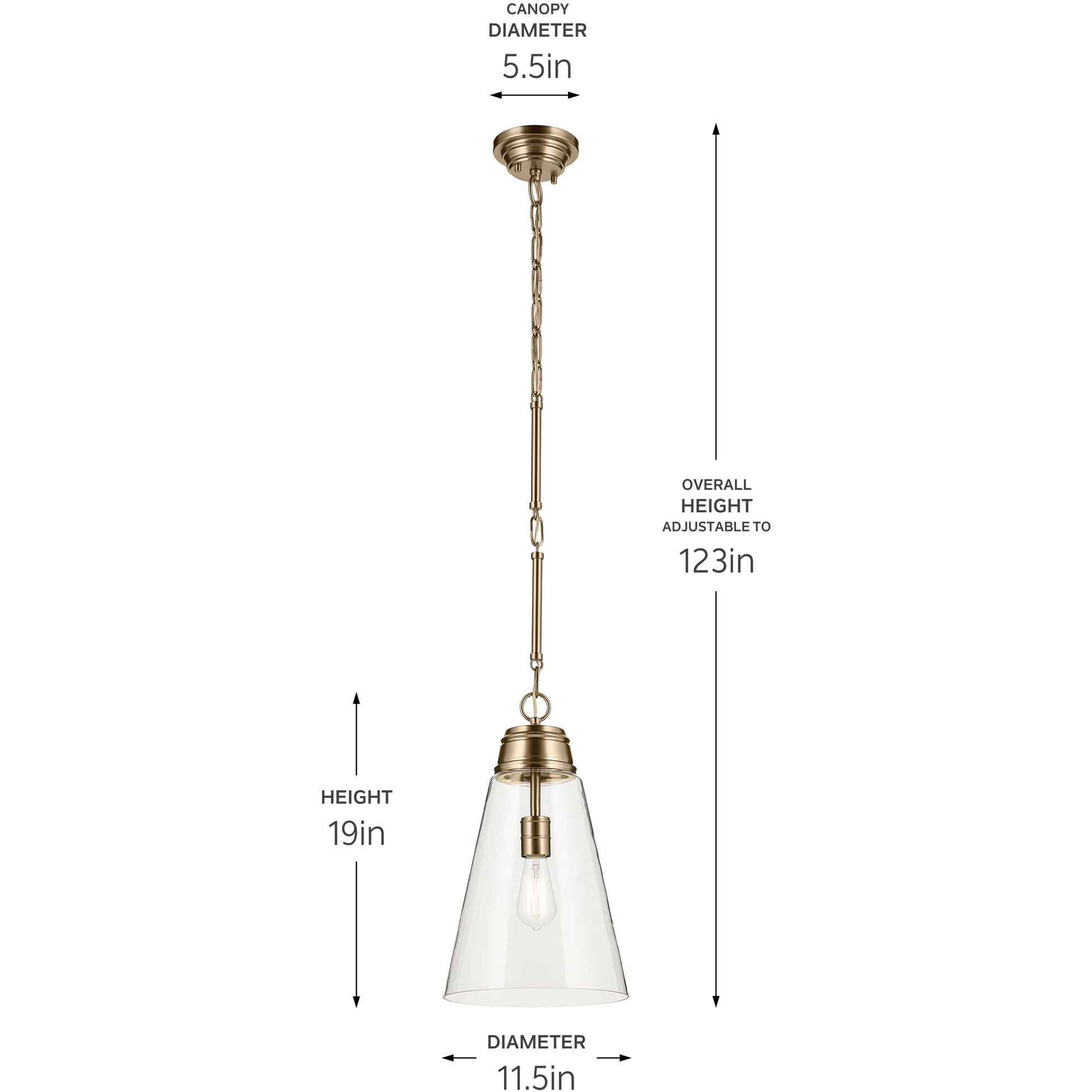 Marsailli 1 Light Champagne Bronze Pendant Ceiling Light, Medium