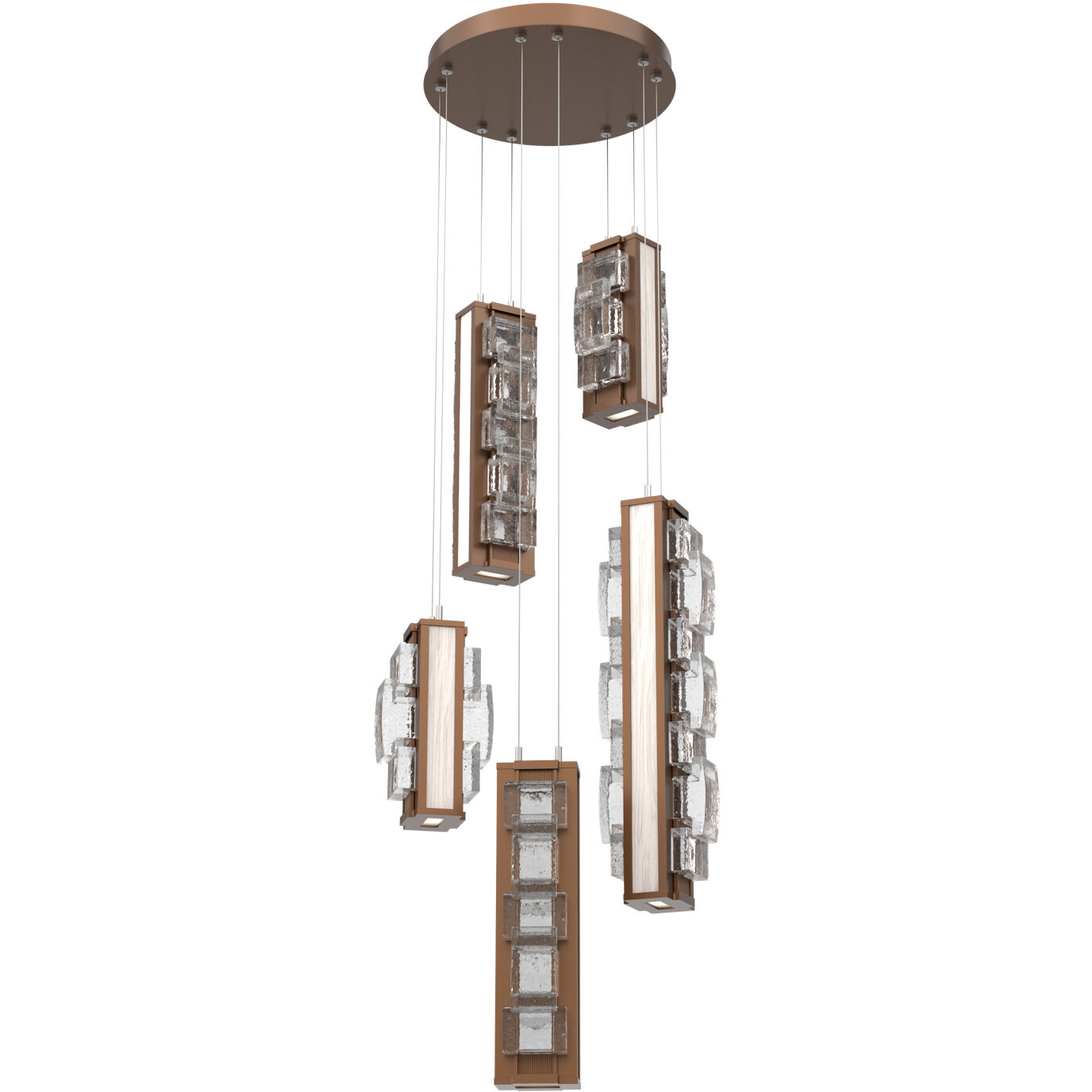 Tessera LED 21.3 inch Burnished Bronze with Light Oak Multi-Pendant Ceiling Light in 2700K LED, Tetro Cast
