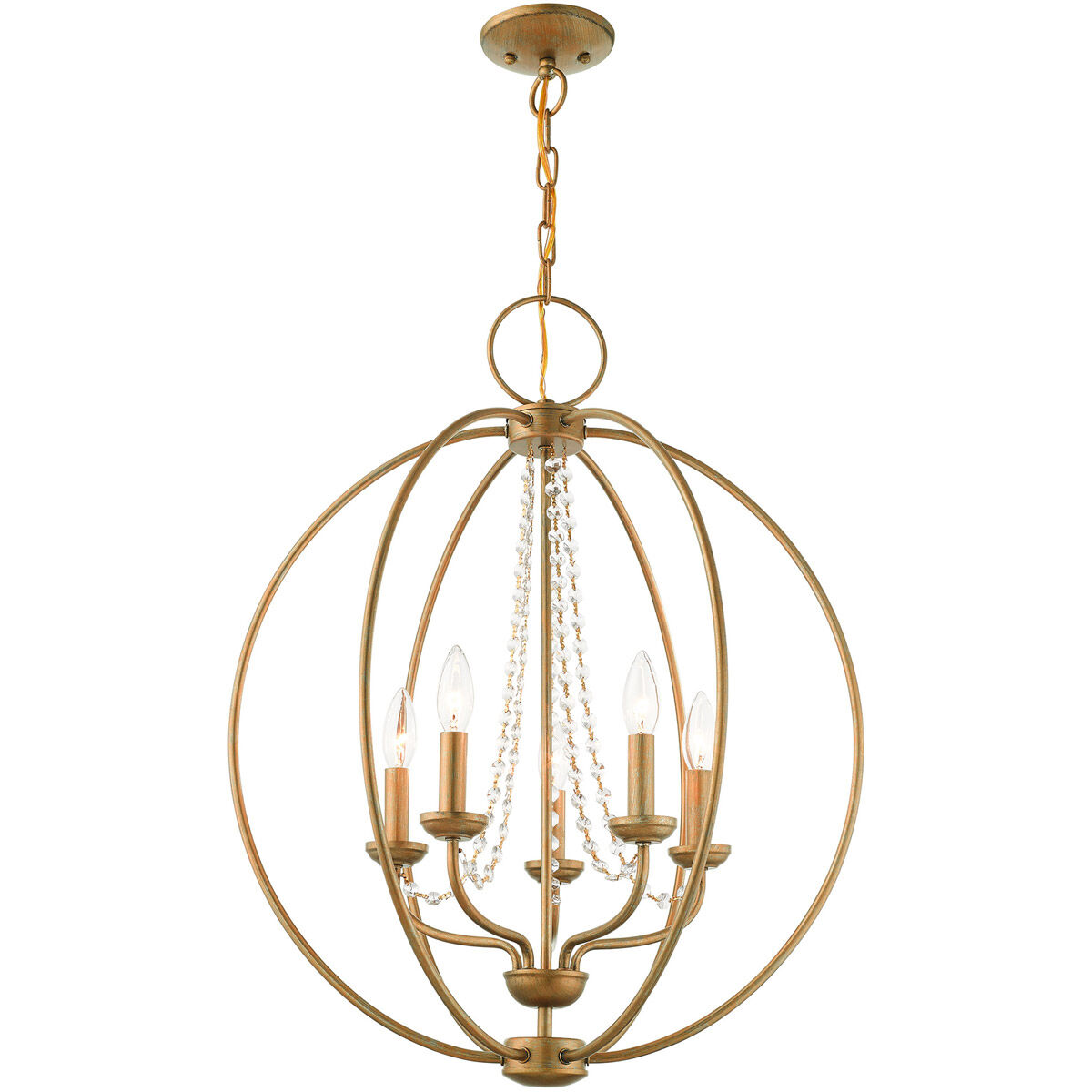Arabella 5 Light 22 inch Antique Gold Leaf Chandelier Ceiling Light
