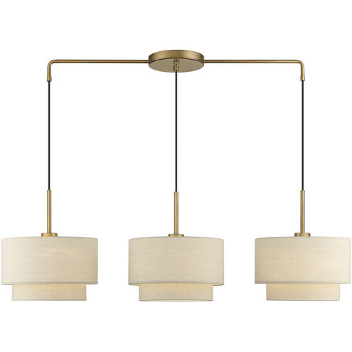 Bellingham 3 Light 13 inch Antique Gold Leaf Chandelier Ceiling Light, Large