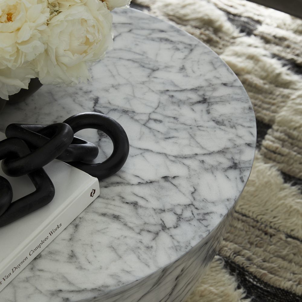 Godwin 32 inch White Faux Marble Coffee Table