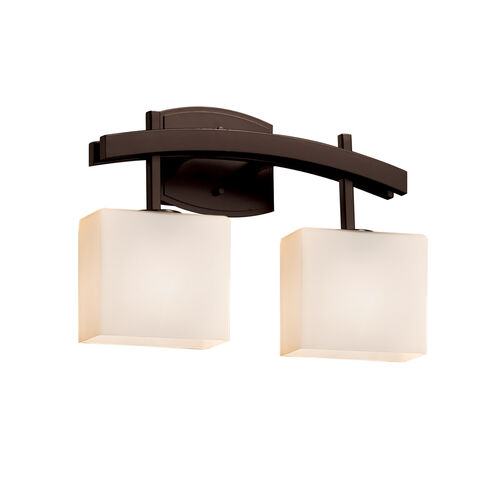 Fusion 2 Light 15.5 inch Dark Bronze Vanity Light Wall Light in Rectangle, Incandescent, Opal Fusion