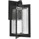 Quad LED Textured Black Outdoor Sconce in Clear with Hammered Texture, Lantern