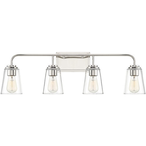 Transitional 4 Light 32 inch Polished Nickel Bathroom Vanity Light Wall Light