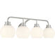 Contemporary 4 Light 32 inch Brushed Nickel Bathroom Vanity Light Wall Light