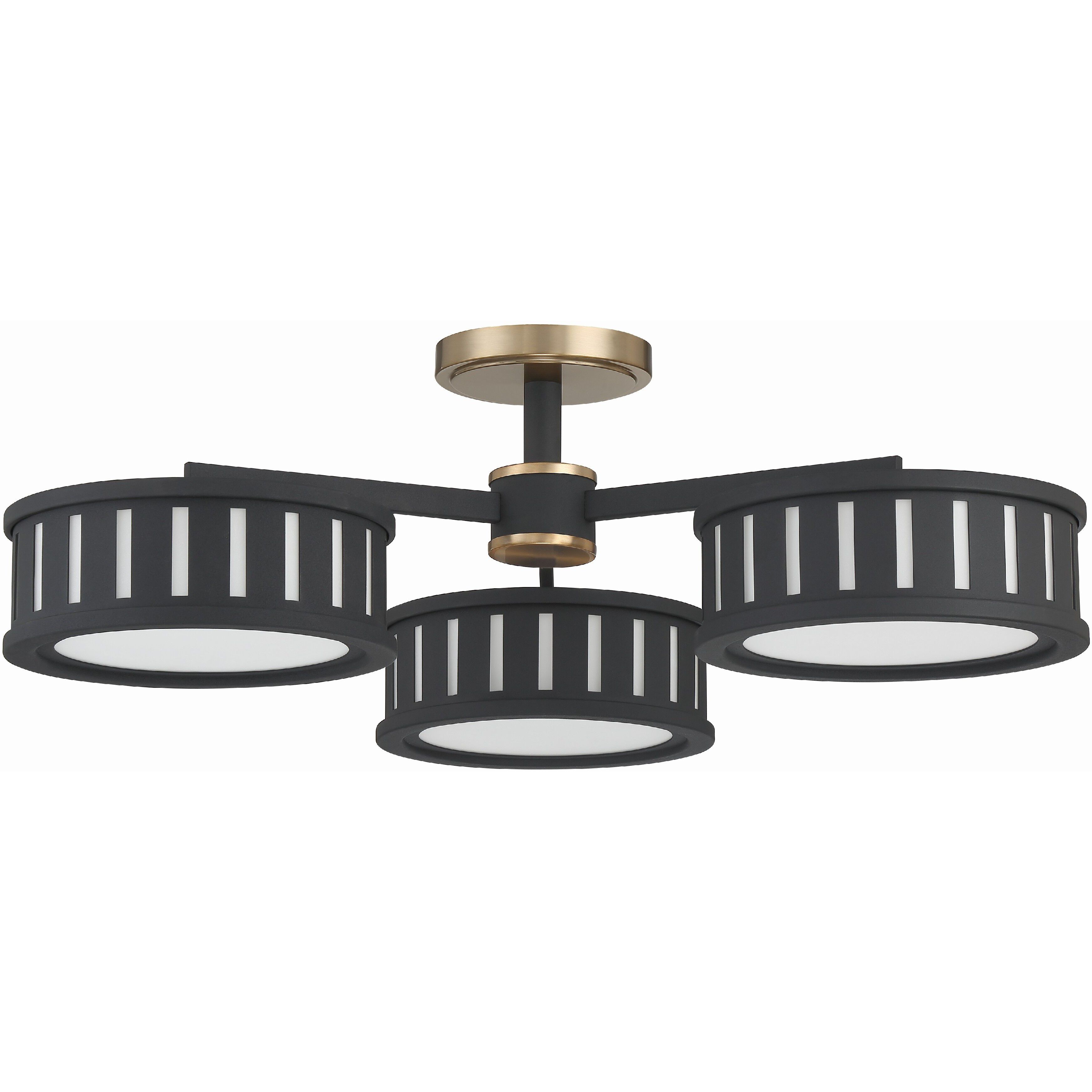Kendal 6 Light 29.25 inch Vibrant Gold and Black Forged Semi Flush Ceiling Light