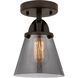 Nouveau 2 Small Cone 1 Light 6 inch Oil Rubbed Bronze Semi-Flush Mount Ceiling Light in Plated Smoke Glass