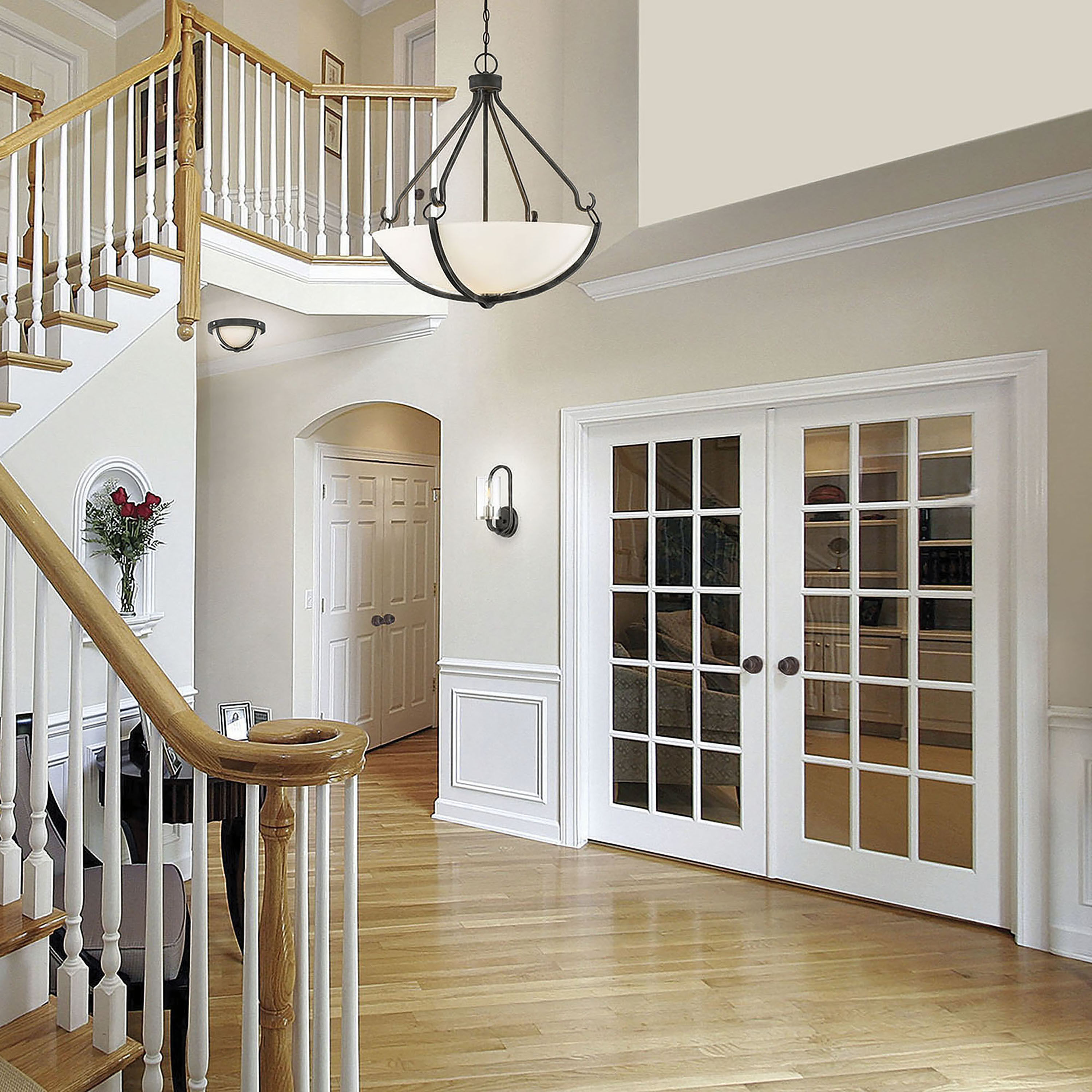 Sherwood 2 Light 15 inch Iron Black and Brushed Nickel Accents Flush Mount Ceiling Light