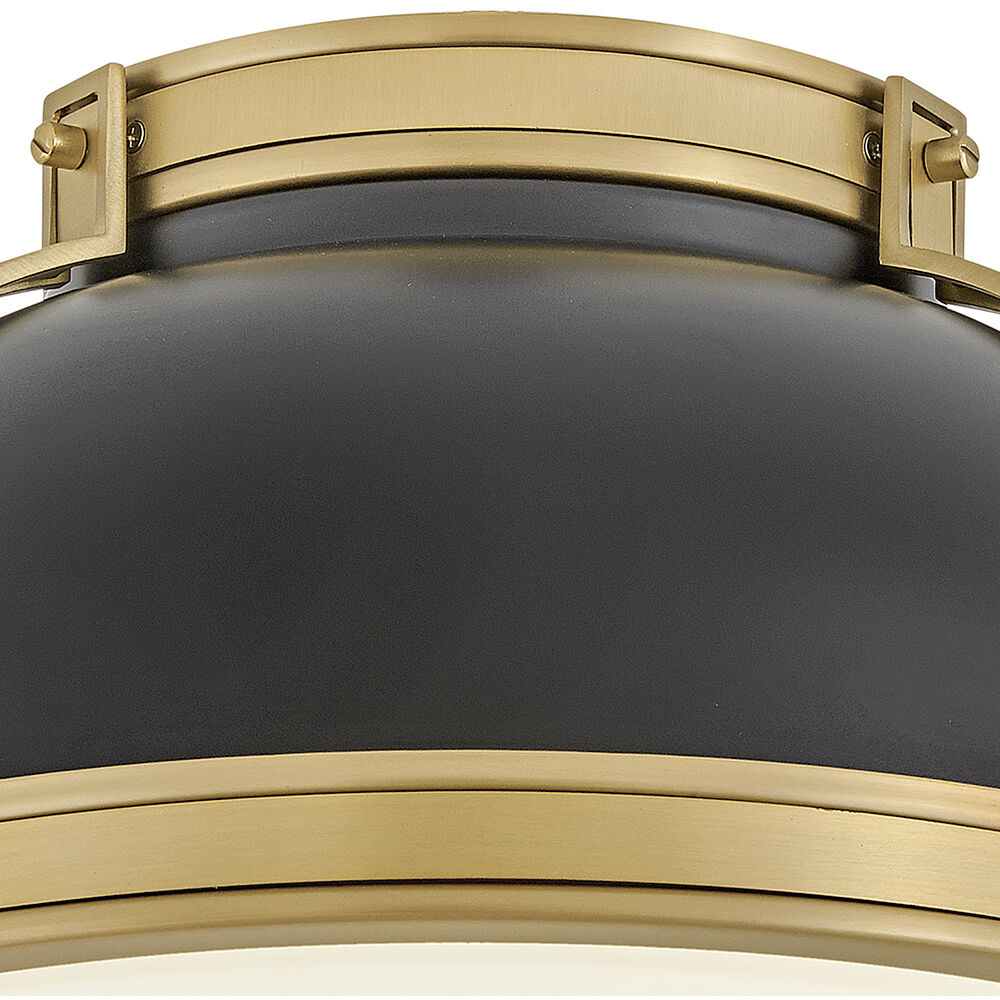 Barton 2 Light 14.25 inch Black with Lacquered Brass Flush Mount Ceiling  Light