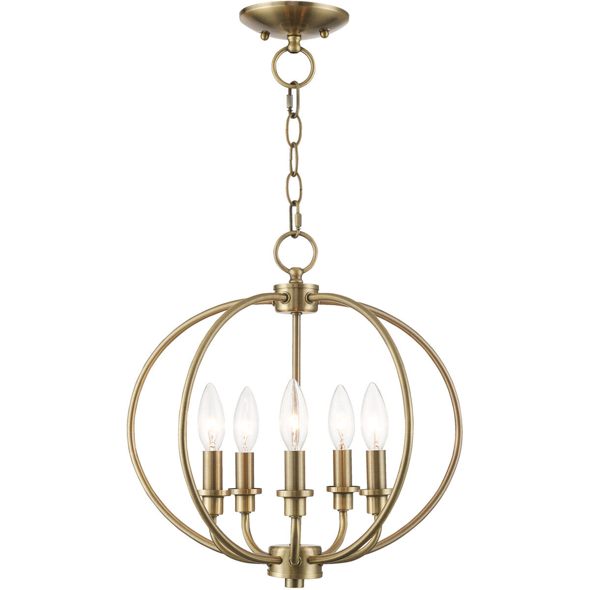 Milania 5 Light 16 inch Antique Brass Convertible Mini Chandelier/Ceiling Mount Ceiling Light