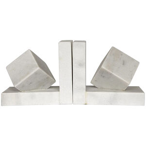 Cube 13 X 4 inch White Stone Bookends