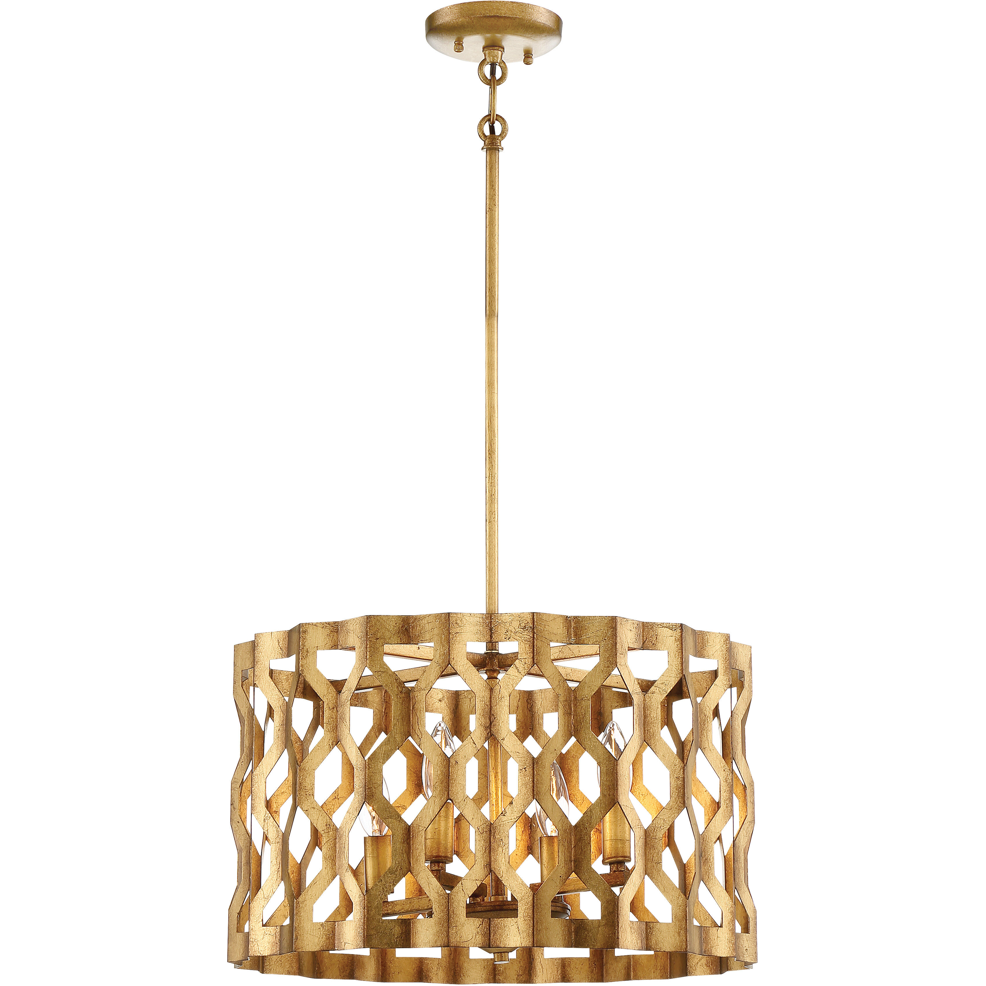 Coronade 4 Light 18 inch Pandora Gold Leaf Pendant Ceiling Light