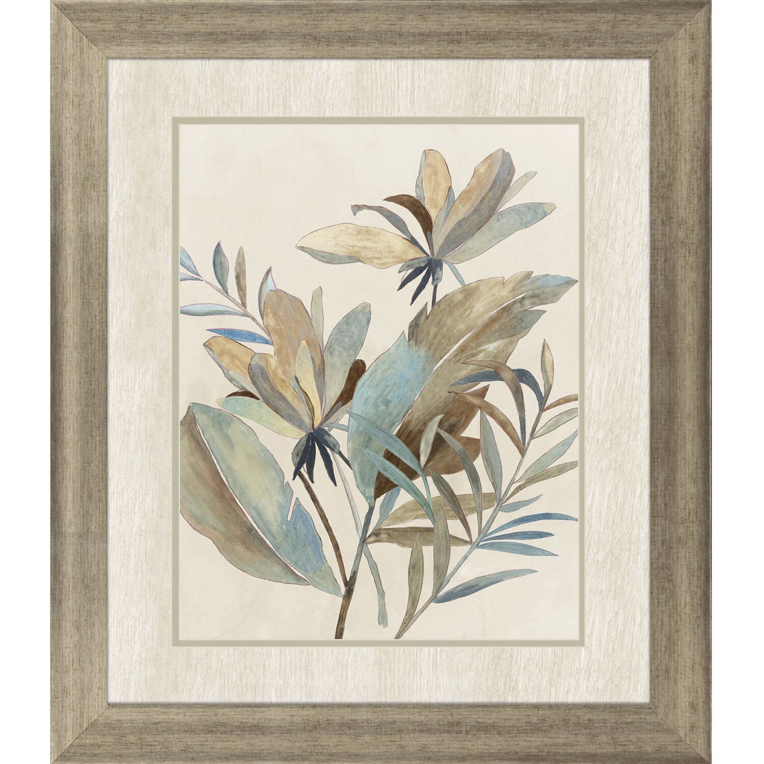 Vintage Tropics Blue and Green and Beige and Brown Framed Art, Propac