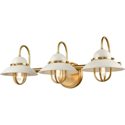 Peggy's Cove 3 Light 24 inch Matte White and Venetian Brass Bath Vanity Wall Light