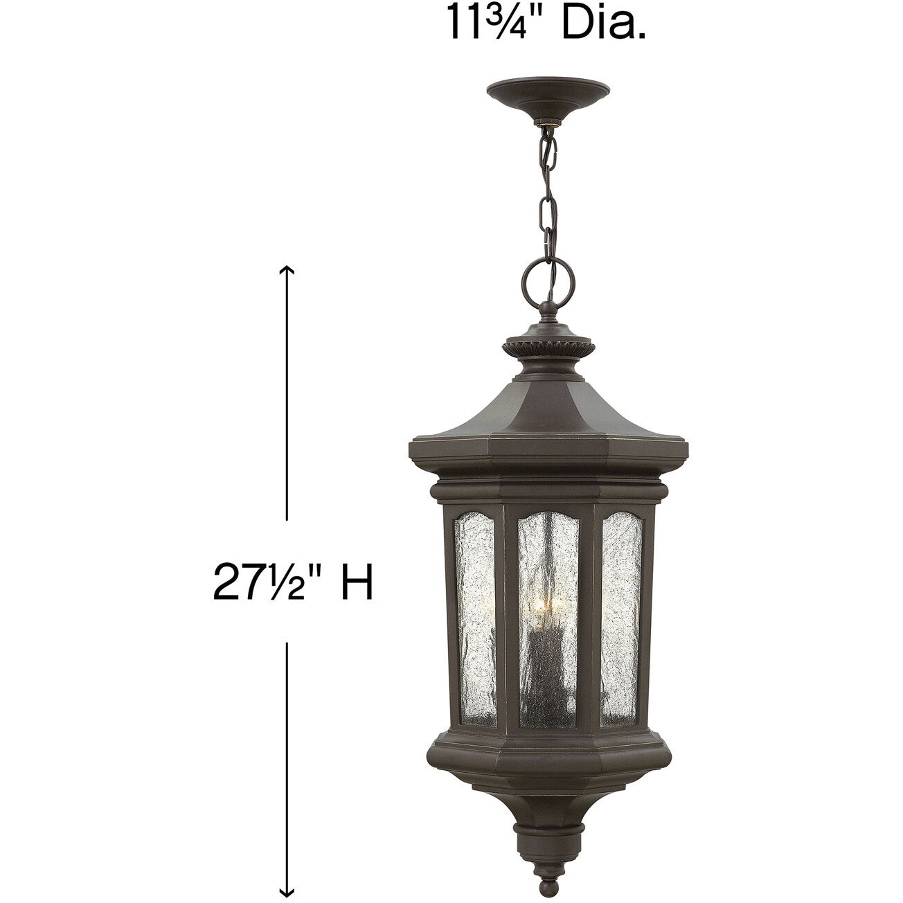 Estate Series Raley 4 Light 11.75 inch Oil Rubbed Bronze Outdoor Hanging Lantern