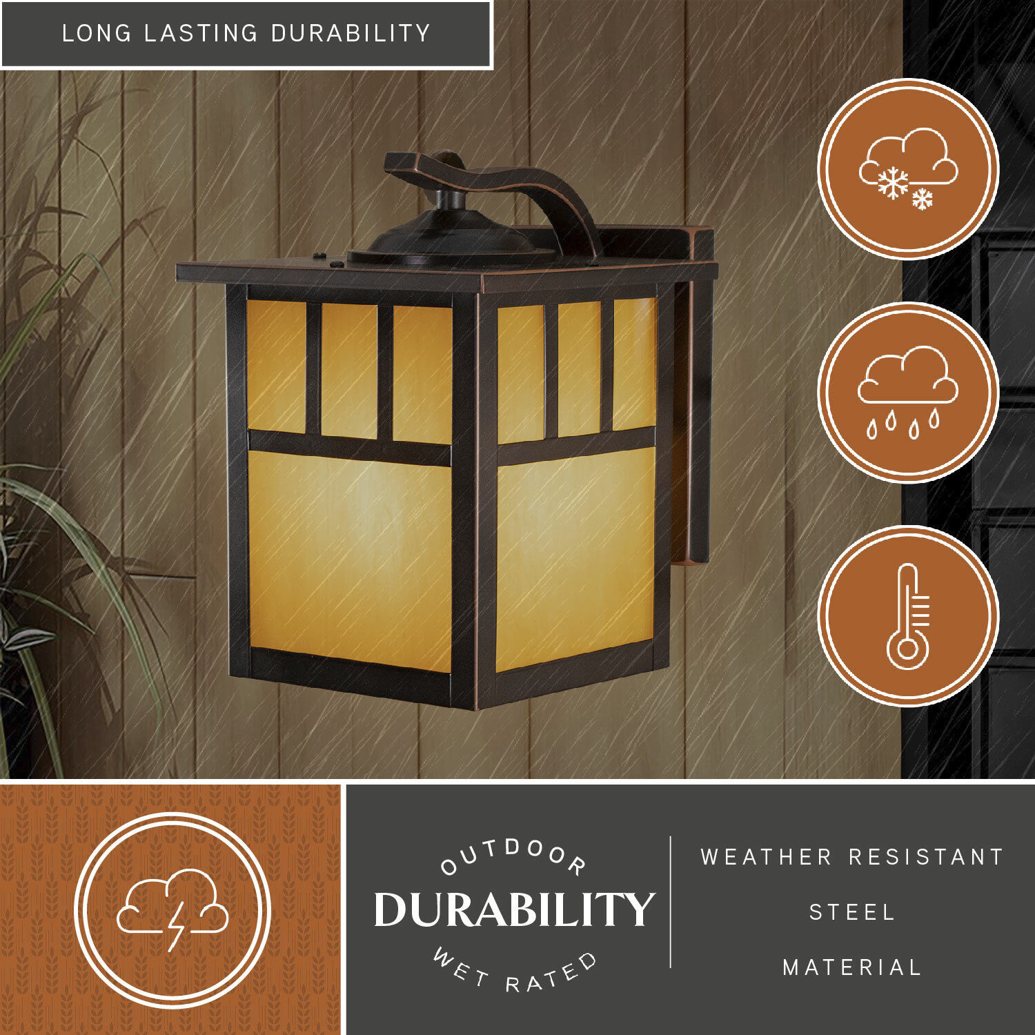 Mission LED 9.5 inch Burnished Bronze Outdoor Wall
