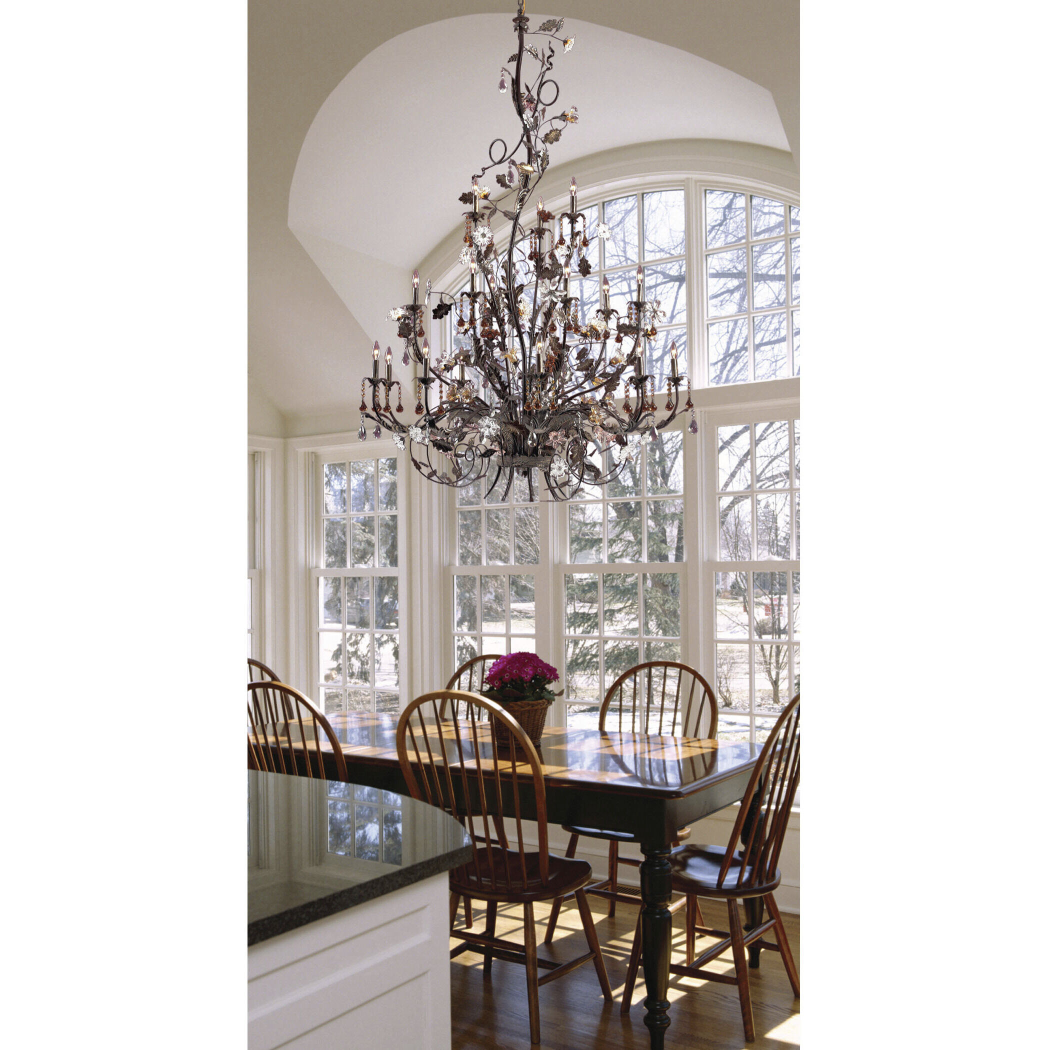 Cristallo Fiore 18 Light 56 inch Bronze Chandelier Ceiling Light