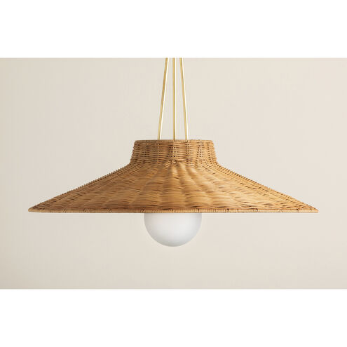 Laudine 1 Light 24.5 inch Aged Brass Pendant Ceiling Light