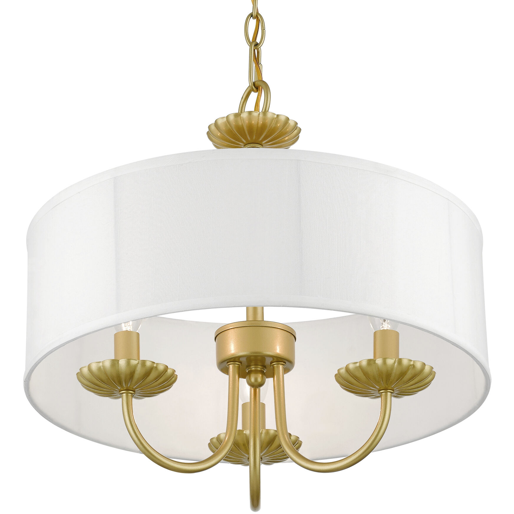 Brookdale 3 Light 16 inch Soft Gold Pendant Chandelier Ceiling Light
