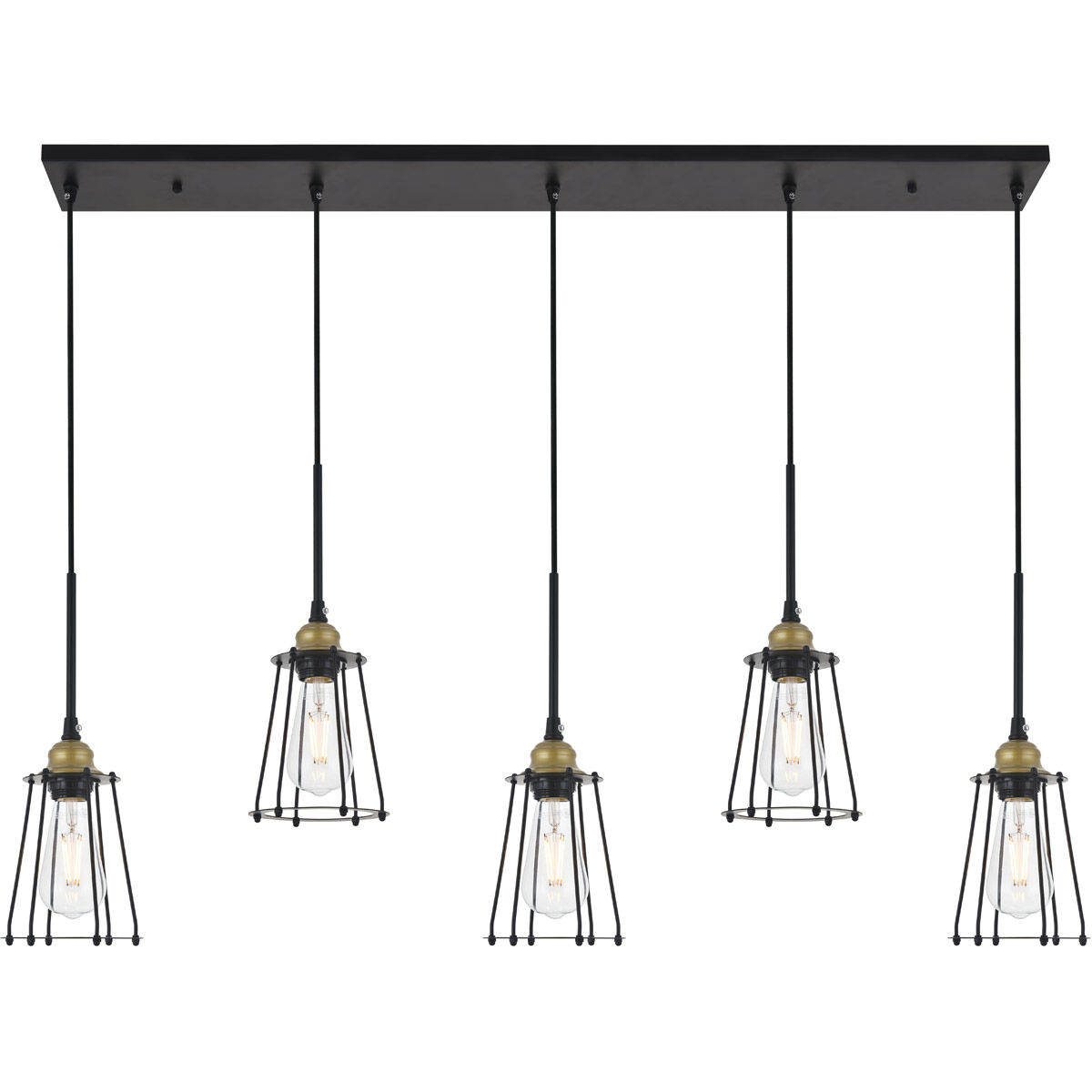 Auspice 5 Light 46 inch Brass and Black Pendant Ceiling Light