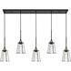 Auspice 5 Light 46 inch Brass and Black Pendant Ceiling Light
