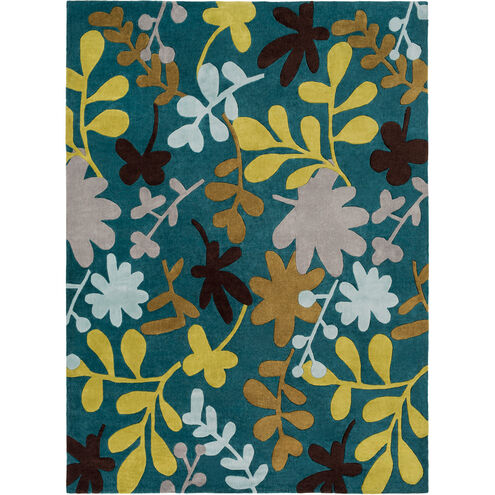 Cosmopolitan 156 X 108 inch Teal, Lime, Camel, Dark Brown, Aqua Rug
