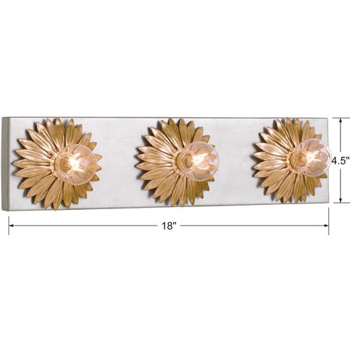 Broche 3 Light 18 inch Antique Gold and Antique Silver Bathroom Vanity Light Wall Light