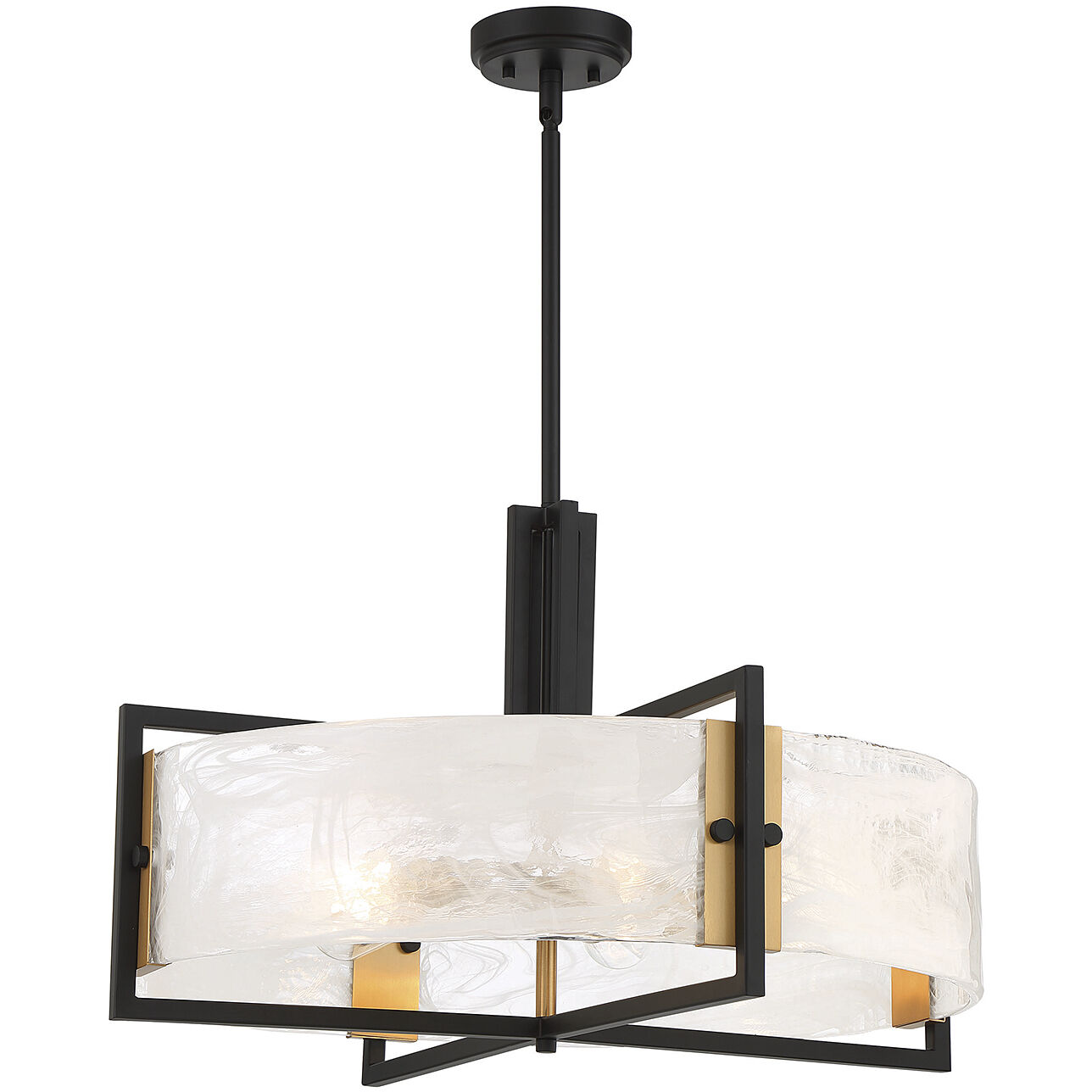Hayward 5 Light 28 inch Black with Warm Brass Accents Pendant Ceiling Light