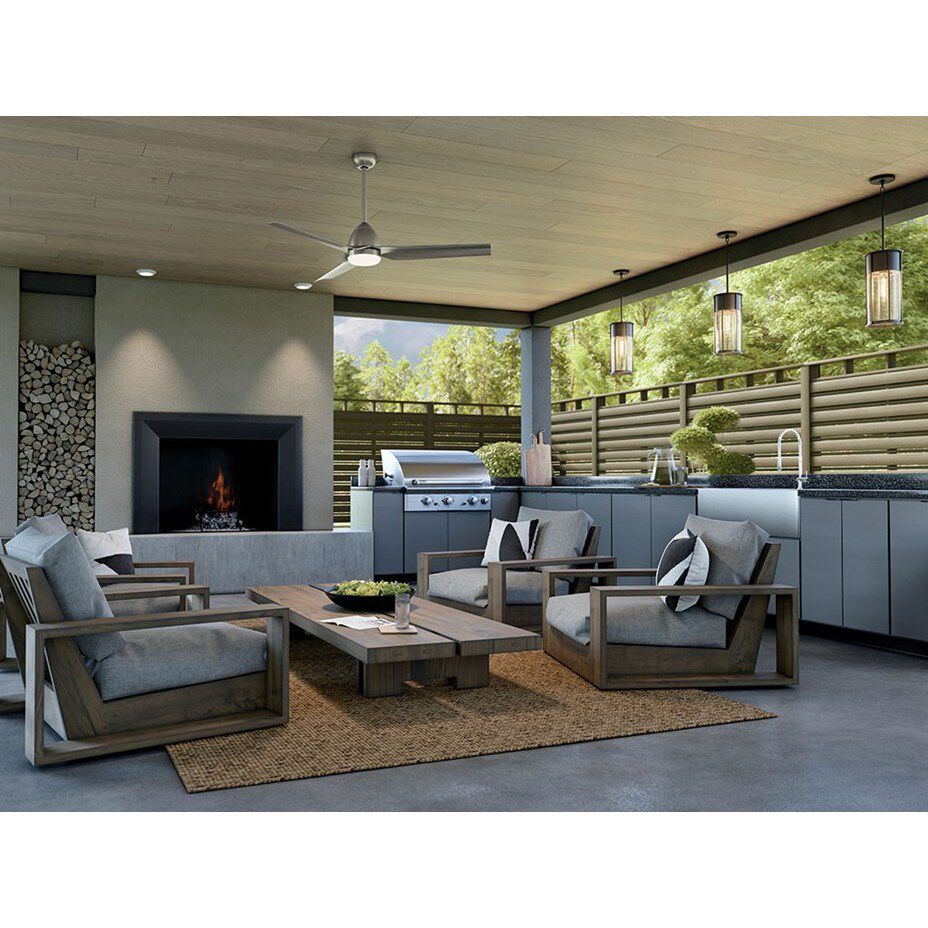 Fit 54 inch Painted Brushed Nickel with Silver Blades Ceiling Fan