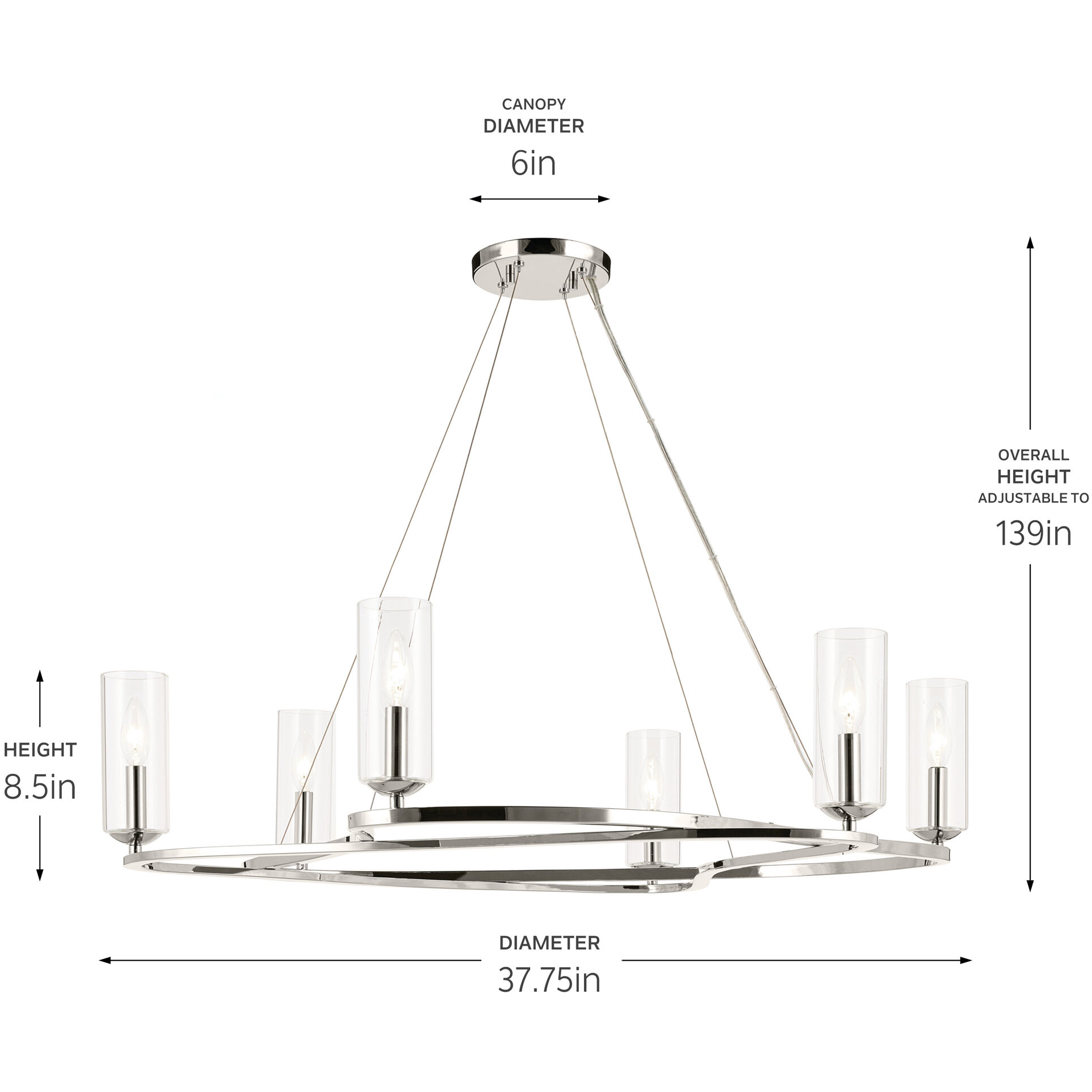 Harpin 6 Light Polished Nickel Chandelier Ceiling Light