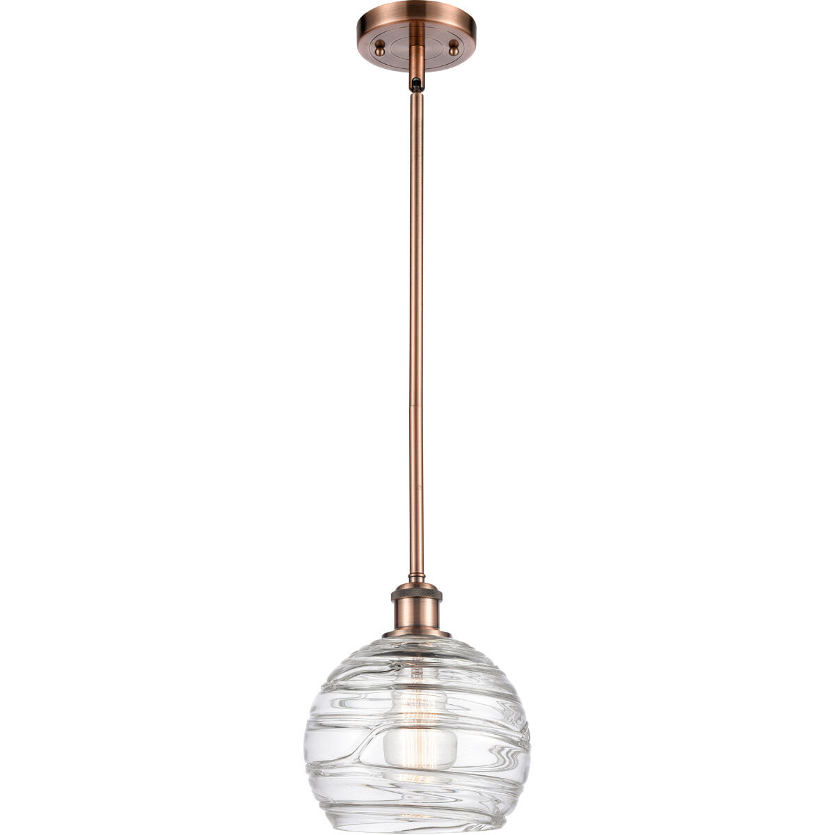 Ballston Deco Swirl LED 8 inch Antique Copper Pendant Ceiling Light, Ballston