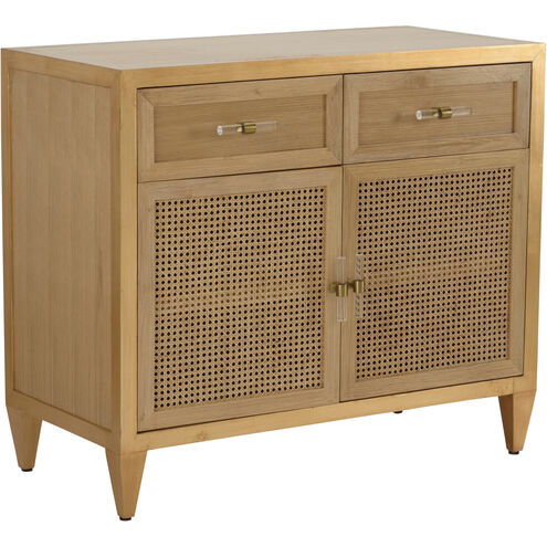 Petite Caned 42.25 inch Brown and Gold Buffet Cabinet