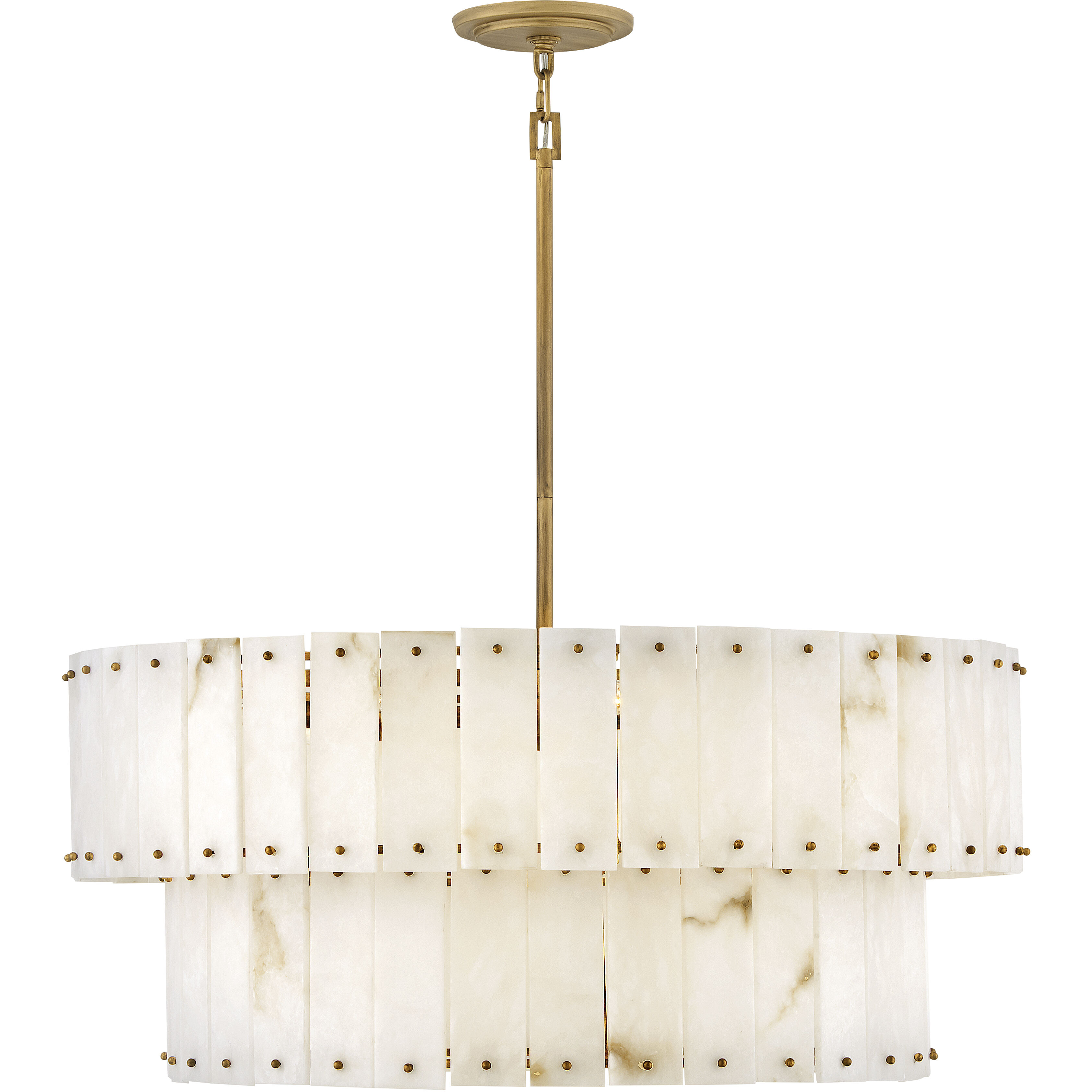 Simone LED 34.25 inch Burnished Gold Chandelier Ceiling Light in Alabaster, Drum