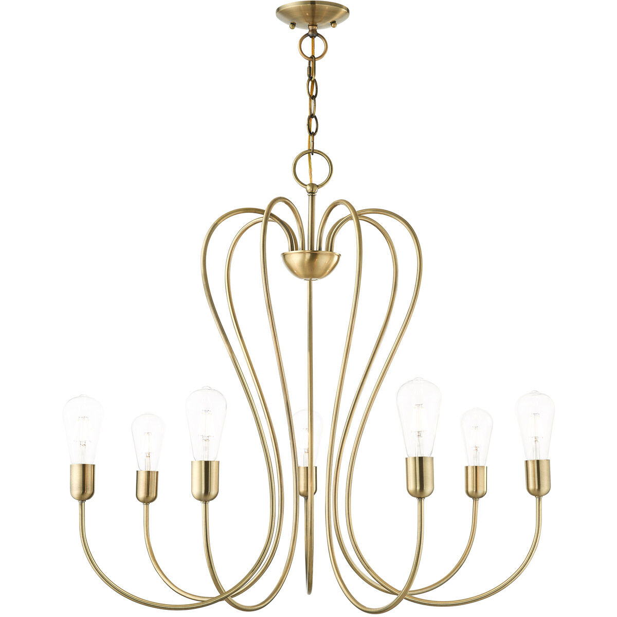 Lucerne 7 Light 30 inch Antique Brass Chandelier Ceiling Light
