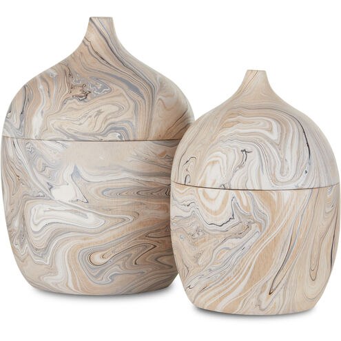 Gray Marbleized 6 inch White/Gray Boxes, Set of 2