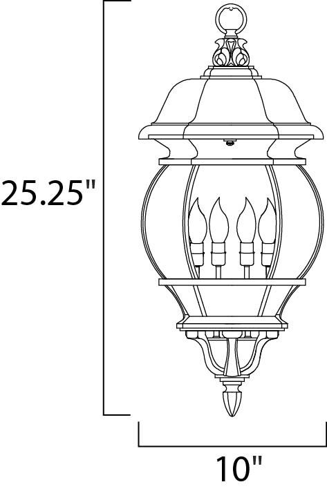 Crown Hill 4 Light 10 inch Black Outdoor Hanging Lantern 