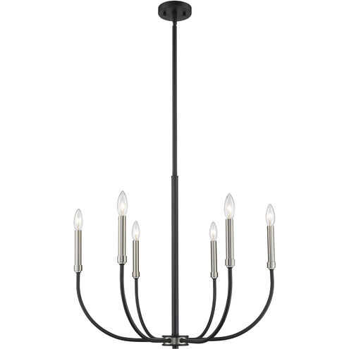 Haylie 6 Light 26 inch Matte Black and Brushed Nickel Chandelier Ceiling Light