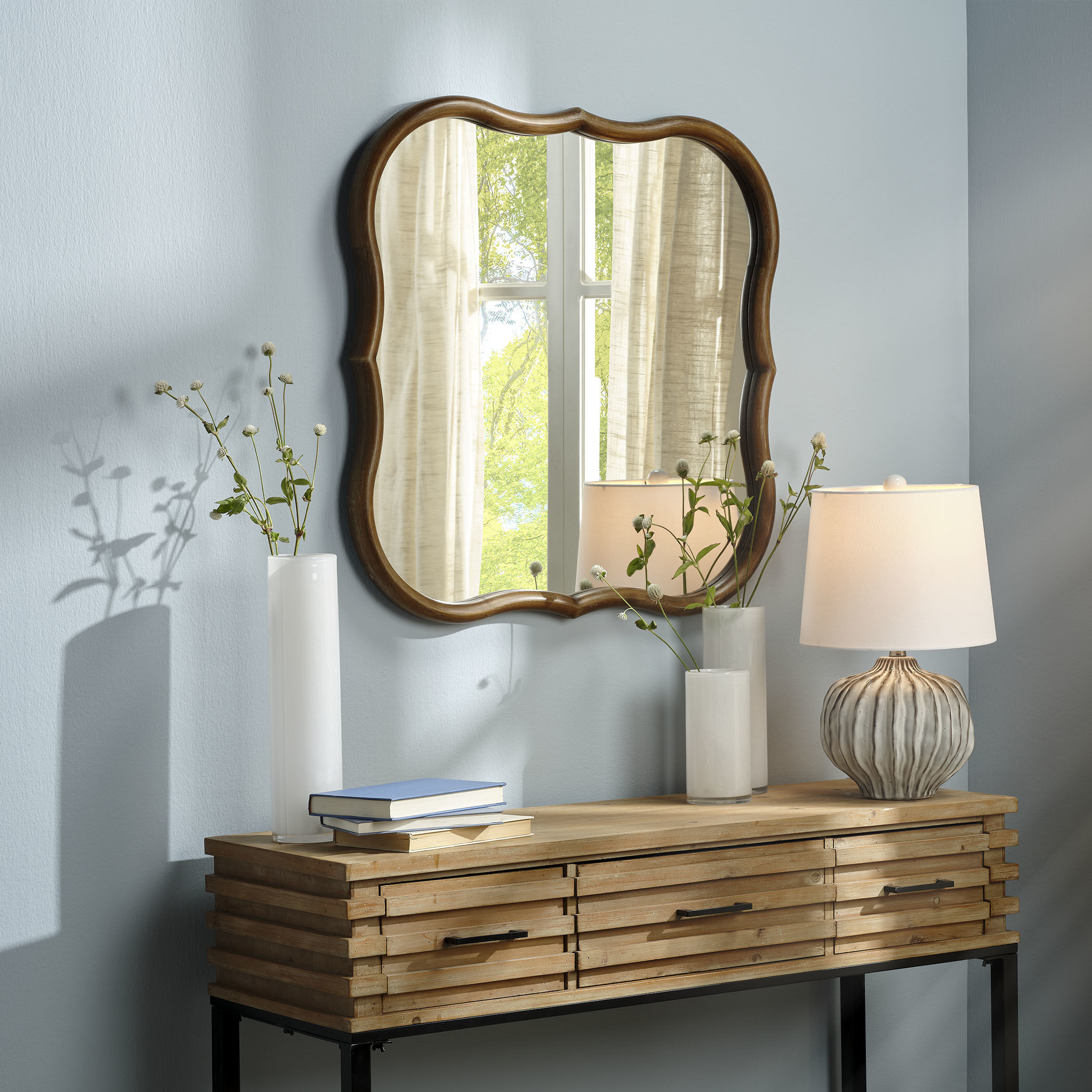 Daisy 31 X 31 inch Natural Wood Mirror