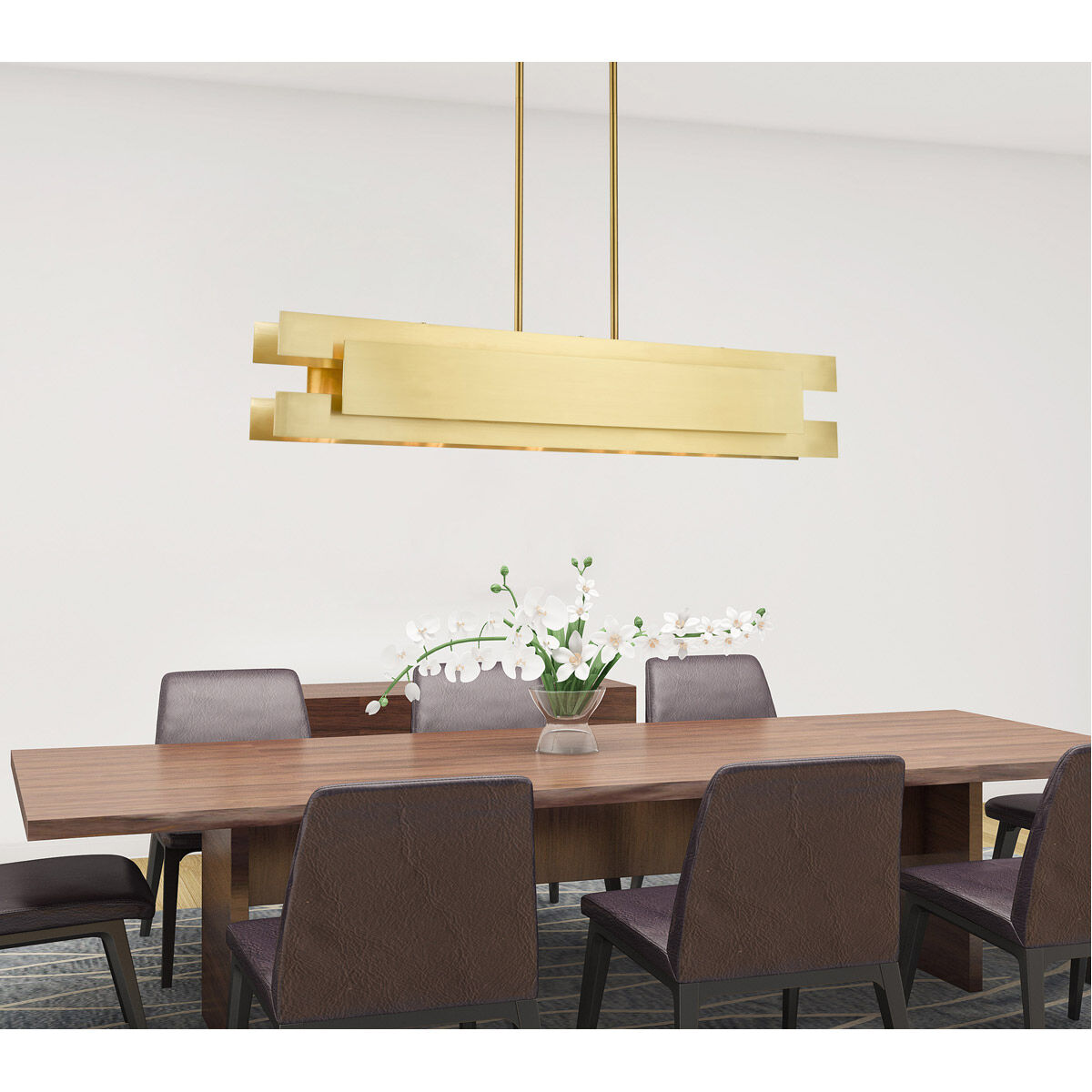 Varick 5 Light 46 inch Satin Brass Linear Chandelier Ceiling Light