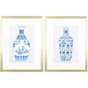 Ming Vase Blue and Neutral Framed Art