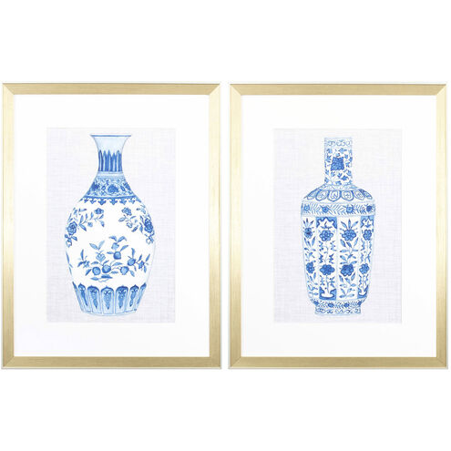 Ming Vase Blue and Neutral Framed Art