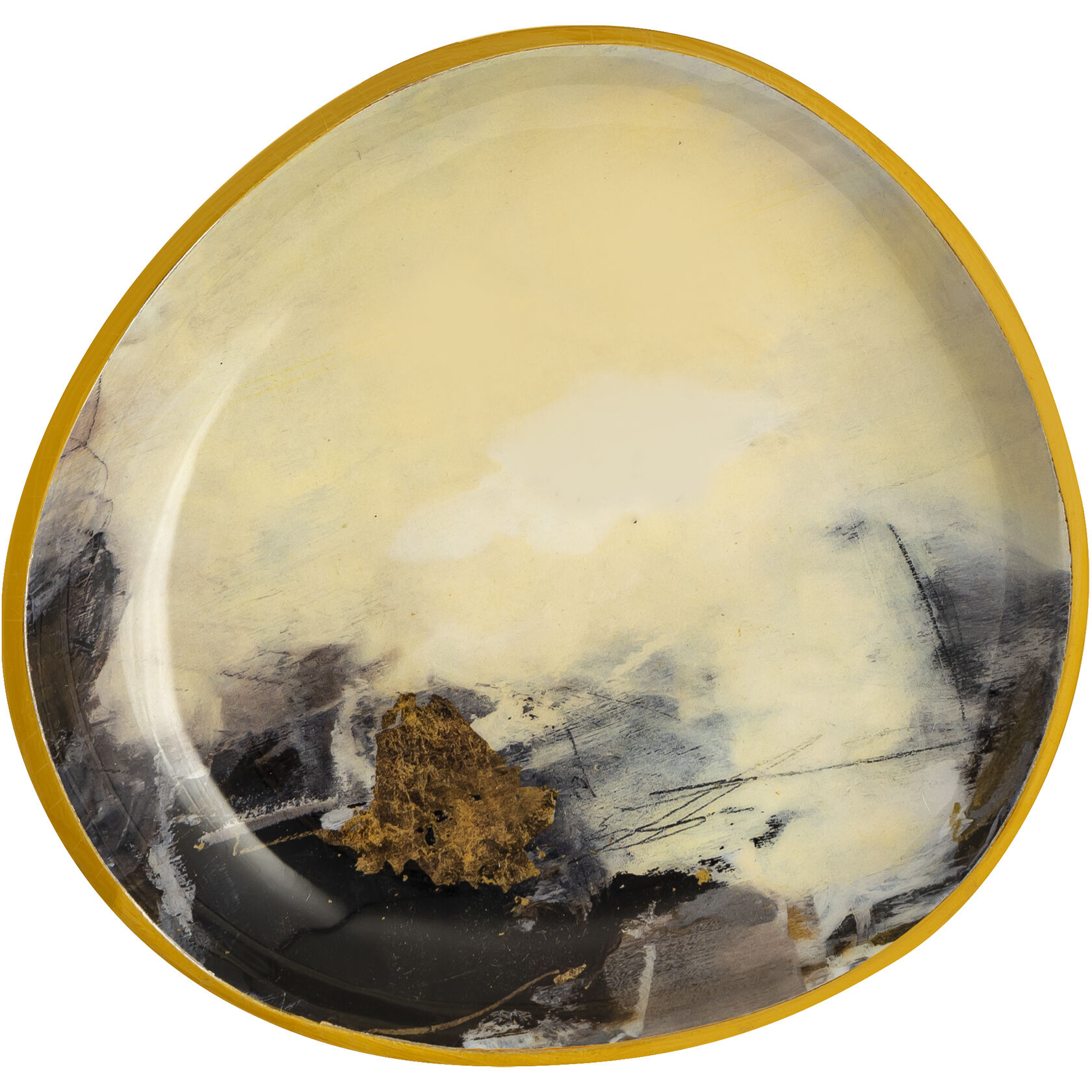 Haley Satin Brass with White Enamel and Black Enamel Tray, Set of 3