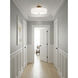 Textile Collection - Genova Family 18 inch Brushed Brass and White Linen Semi-Flush Ceiling Light in 18" D x 18" W x 8.75" H, EVOLV
