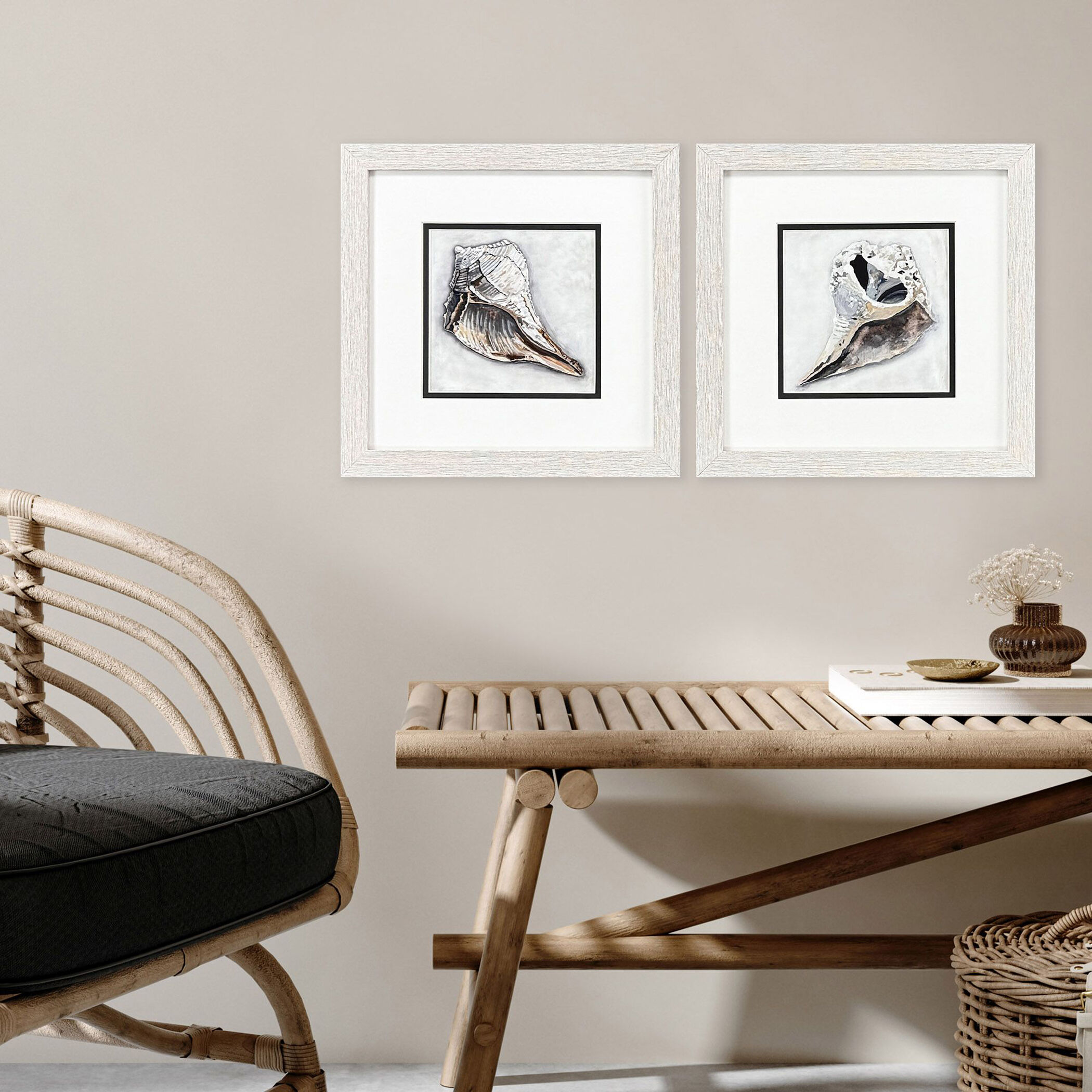 Ocean Treasure Brown and Blue and Gray and Green Framed Art, Propac