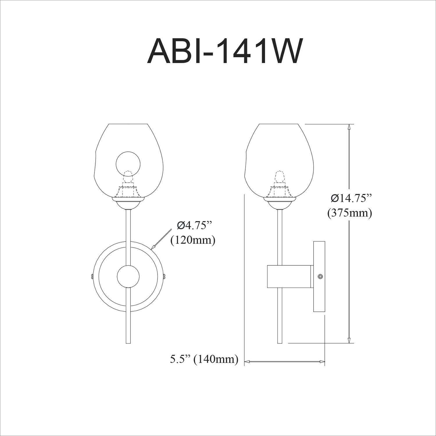 Abii 1 Light 4.75 inch Matte Black with Clear Decorative Wall Light