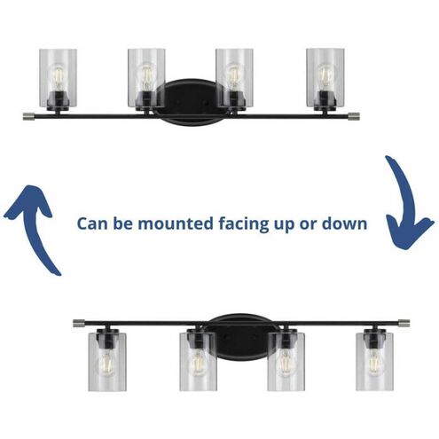 Riley 4 Light 34 inch Matte Black Bath Vanity Wall Light