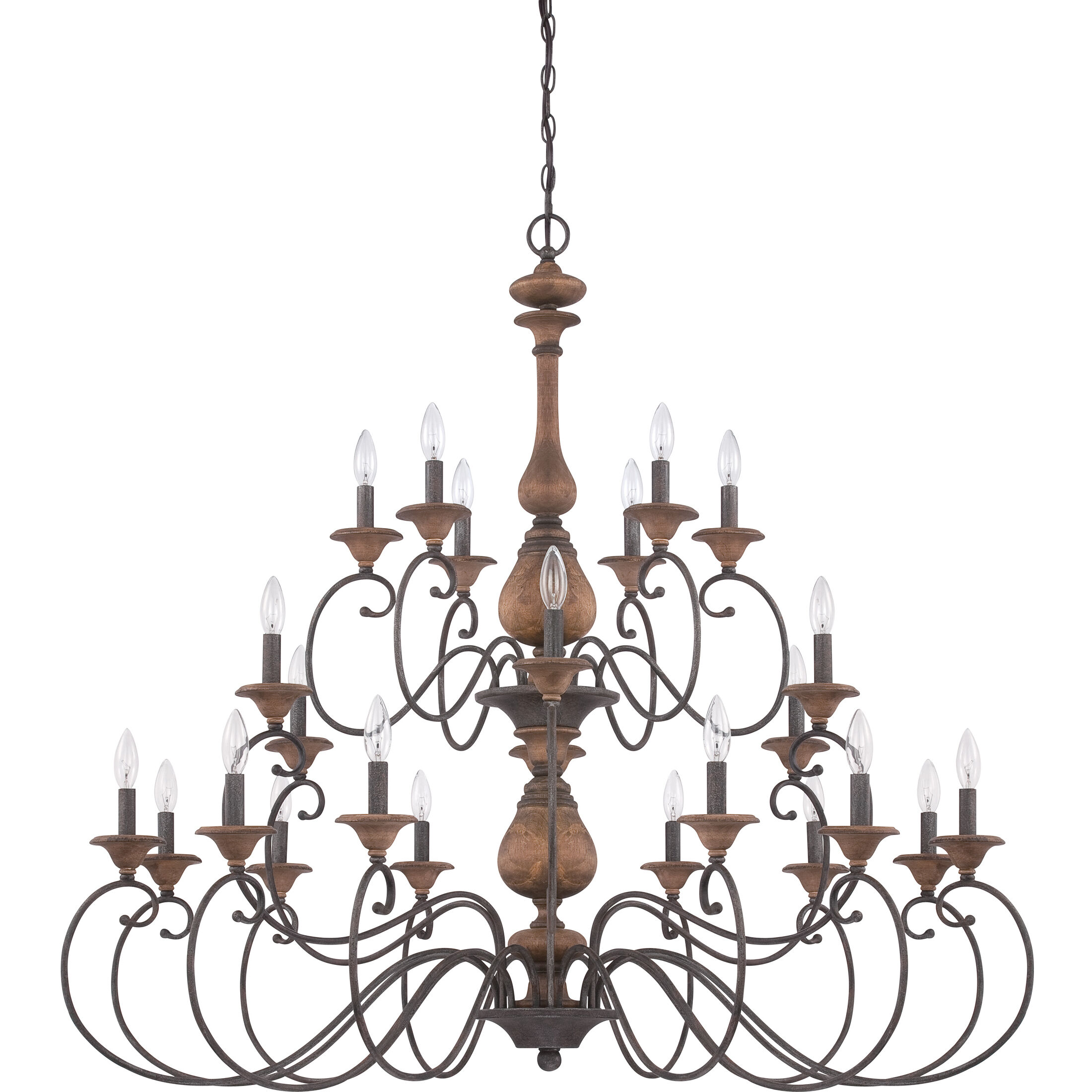 Auburn 24 Light 48 inch Rustic Black Foyer Chandelier Ceiling Light