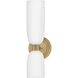 Lisa McDennon Tallulah LED 5.5 inch Lacquered Brass Bath Light Wall Light in 3000K, Etched Opal, 5W, Two Light, Sconce